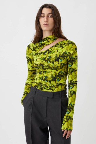 CAMILLA AND MARC Etienne Long Sleeve Top in Etienne Print – fitted asymmetric cut out tops