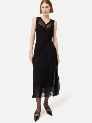 JIGSAW Sleeveless Crinkle Dress in Black – sheer dresses with under slip