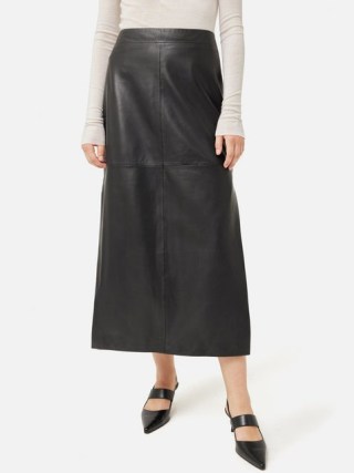 JIGSAW Leather Maxi Skirt in Black ~ luxury long length skirts