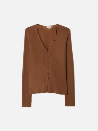 JIGSAW Superfine Merino Cardigan in Brown ~ women’s chic knitwear ~ fine button up cardigans ~ fitted cardi