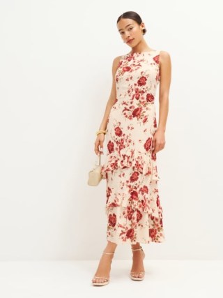 Reformation Magnus Dress in La Belle / romantic ruffled occasion dresses / feminine floral print event clothing