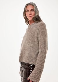 WHISTLES ANNA WOOL MIX CREW KNIT in Neutral | relaxed fit crewneck jumper