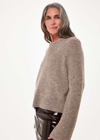 WHISTLES ANNA WOOL MIX CREW KNIT in Neutral | relaxed fit crewneck jumper