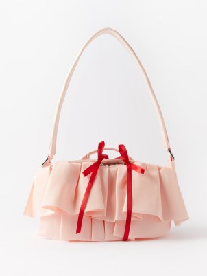 SIMONE ROCHA Ruffled nylon shoulder bag in pink – romantic ruffle front bags