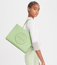 TORY BURCH SMALL ELLA BIO TOTE in Mint Leaf ~ luxury shoulder bags made with bio based materials ~ light green designer handbags