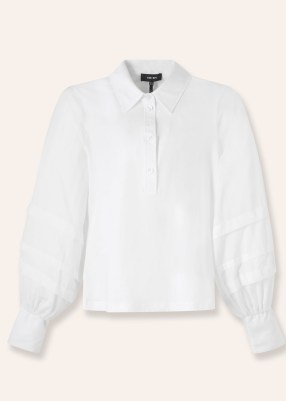 me and em Statement Balloon Sleeve Layering Shirt in Fresh White – women’s volume sleeved shirts