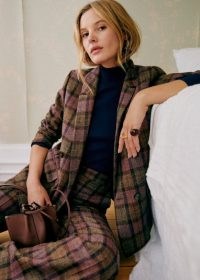Sezane CHRISTIE JACKET in Multicolour check print ~ women’s checked double breasted jackets p