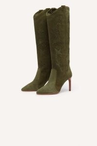 ba&sh HCAITLIN HIGH-LEG BOOTS in Green ~ women’s luxury western style footwear p