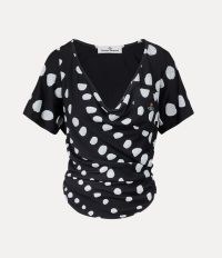 Vivienne Westwood MAREA TOP in DOTS / polka dot drape detail tops / women’s designer spot print clothing p