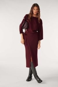 ba&sh rahlia MIDI DRESS in Red ~ chic winter knitwear fashion ~ wide sleeve wrap style knitted dresses p
