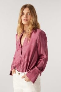 ba&sh betsey SUPER-FEMININE BLOUSE in Pink ~ fluid fabric blouses p