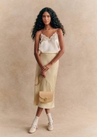 Sezane SANDY SKIRT in Butter | silky recycled fabric slip skirts | sustainable luxe style fashion