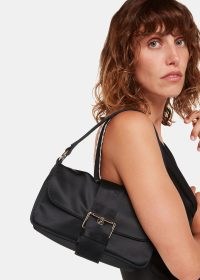 WHISTLES Hai Esme Bag in Black ~ silk baguette style shoulder bags ~ chic handbags