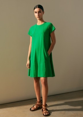 ME and EM Slub Jersey Raglan Seam Short Swing Dress in Spring Green ~ cap sleeve t-shirt dresses