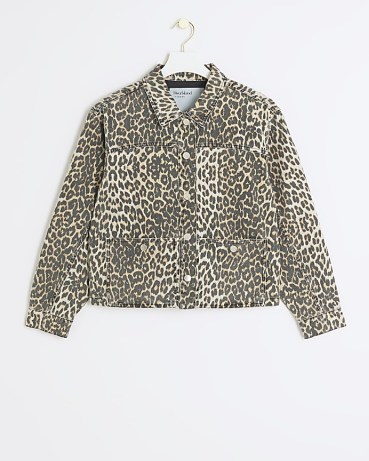 River Island Beige Leopard Print Denim Shacket | women’s shackets with animal prints