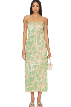 Alexis Pollie Dress in Lily Green – strapless printed dresses
