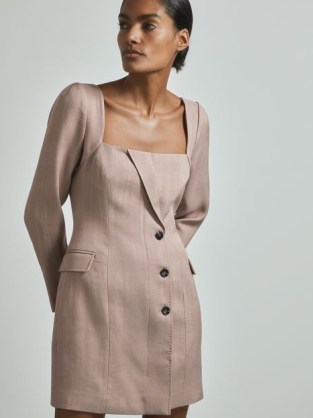 REISS LUCINDA ATELIER TAILORED MINI DRESS in PINK ~ women’s jacket inspired dresses