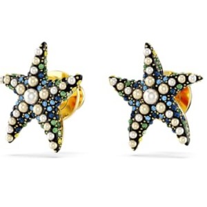 SWAROVSKI Idyllia stud earrings Starfish, Small, Multicoloured, Gold-tone plated – ocean inspired studs with crystals and pearls