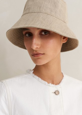 ME AND EM Italian Linen Bucket Hat in Natural / women’s chic summer hats