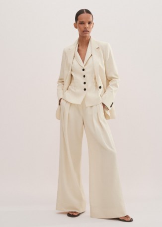 ME AND EM Linen-Blend Three Piece Pant Suit in Chalk / women’s chic off white trouser suits / womens stylish summer clothing