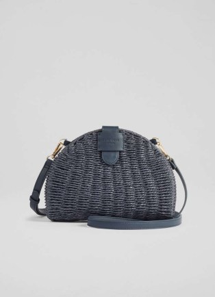 L.K. Bennett Lorena Navy Wicker Shoulder Bag – dark blue summer handbag