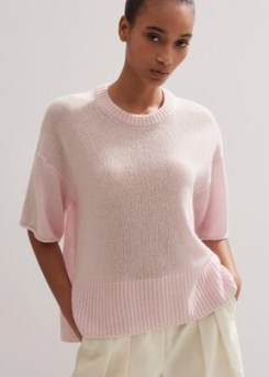 me and em Merino Cashmere Silk Lofty Relaxed Tee in Candy Floss Pink