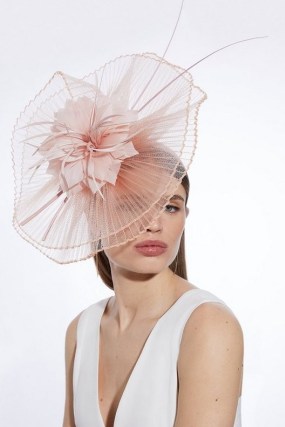 KAREN MILLEN Mesh Detail Fascinator in Blush / sheer pink floral fascinators / women’s summer event hats