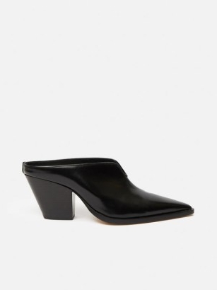 JIGSAW Oakley Heeled Sandal in Black / western inspired block heel mules