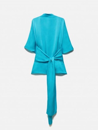 JIGSAW X ROKSANDA Hammered Satin Top in Blue / silky fluid fabric occasion tops