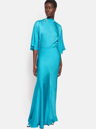 JIGSAW X ROKSANDA Satin Maxi Skirt in Blue / long length silky skirts