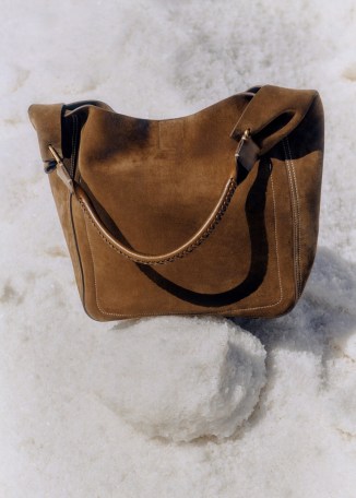 me and em Suede Bucket Bag in Tan Italian Leather