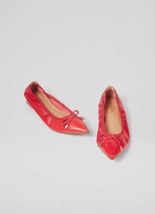 L.K. BENNETT Tilly Red Pointed Ballerina Flat ~chic pointy flats