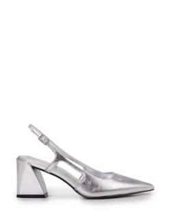 Vince Camuto Sindree Slingback Pump in Silver Metallic / luxe leather block heel slingbacks / shiny courts