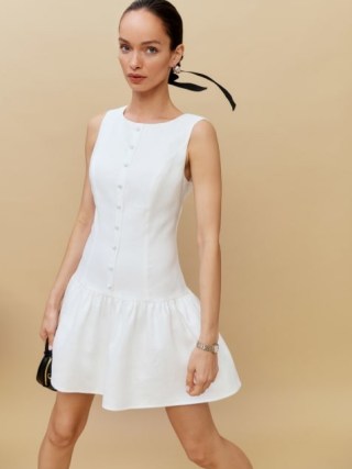 Reformation Keoni Linen Dress in White – sleeveless tiered hem summer dresses
