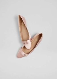 L.K. BENNETT Amore Pink Heart Square Toe Flat ~ luxe satin crystal heart embellished ballerina flats