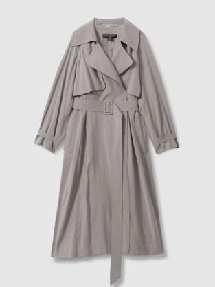 Reiss MARGOT ATELIER BELTED TRENCH COAT in Grey | women’s chic luxe lightweight coats