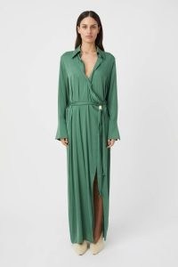 CAMILLA AND MARC Basel Silk Maxi Dress in Willow Green ~ chic silky evening occasion dresses