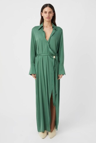 CAMILLA AND MARC Basel Silk Maxi Dress in Willow Green ~ chic silky evening occasion dresses