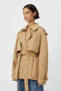 CAMILLA AND MARC Burdock Oversized Trench Jacket in Latte Beige ~ women’s casual tie waist jackets ~ short contemporary coats