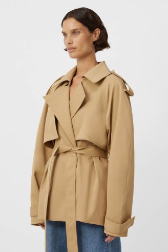 CAMILLA AND MARC Burdock Oversized Trench Jacket in Latte Beige ~ women’s casual tie waist jackets ~ short contemporary coats