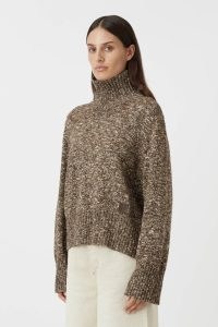 CAMILLA AND MARC Caro Knit Turtleneck in Chocolate Tweed ~ women’s relaxed high neck sweater ~ womens luxe turtlenecks