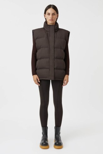 CAMILLA AND MARC Cedar Puffer Vest in Mocha Brown ~ women’s oversized gilet ~ womens padded sleeveless jackets