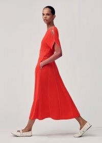 me and em Contrast Stitch Midi Dress – bright cut out shoulder crease-resistant dresses