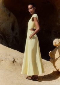me and em Cotton Pop Floral Jacquard Maxi Dress in Fresh Lemon – yellow cut out dresses