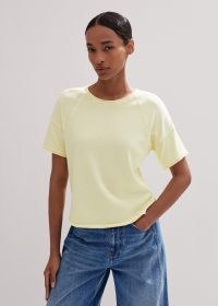 me and em Cotton Short Sleeve Sweatshirt Top in Fresh Lemon – yellow short sleeve crew neck tops – women’s summer tee