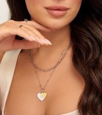 ABBOTT LYON Double Heart Token Necklace (Silver) – luxe style pendant necklaces – jewellery / hearts