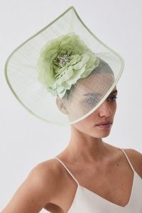 KAREN MILLEN Flower Trim Headband Fascinator in Pale Green / floral fascinators
