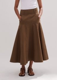 ME and EM Linen-Blend A-Line Skirt in Faded Tobacco ~ brown summer fit and flare skirts