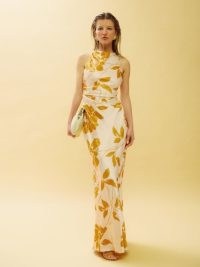 Reformation Anaiis Silk Dress in Maracuya / luxe silky floral print maxi dresses / luxury summer event fashion