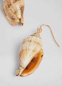 L.K. BENNETT Maris Gold Painted Shell Earrings / ocean inspired drops
